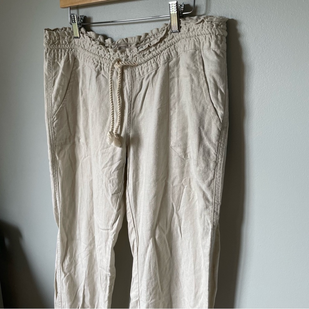 Roxy Oceanside Linen Blend Low-Rise Flare Pants Size Large - Picture 5 of 9